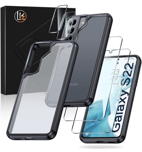 For Samsung Galaxy S22 Case 2x Screen Protector 2x Lens Protector Matte Black