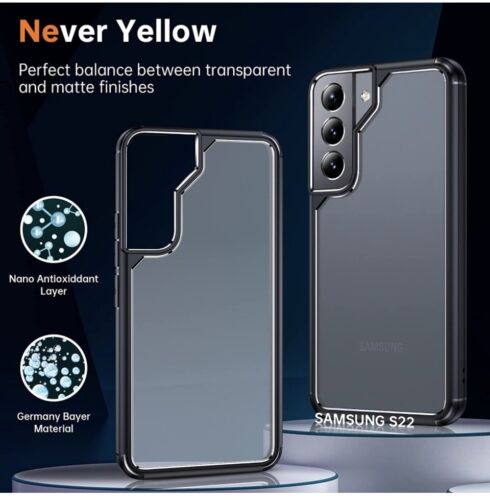 For Samsung Galaxy S22 Case 2x Screen Protector 2x Lens Protector Matte Black